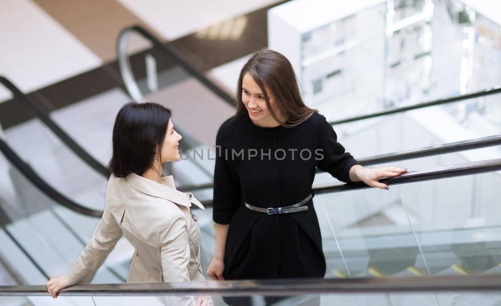 manager meets the client in the foyer of the modern office. The photo has an empty space for your text