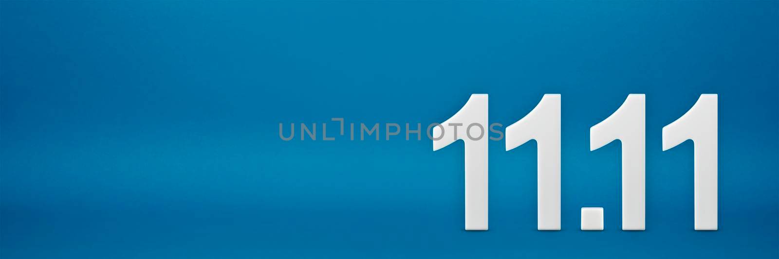 Text 11.11 one day sale with copy space. 11 November discounts on a blue background. Online shopping, sale concept. One day sale 3d concept in China by SERSOL