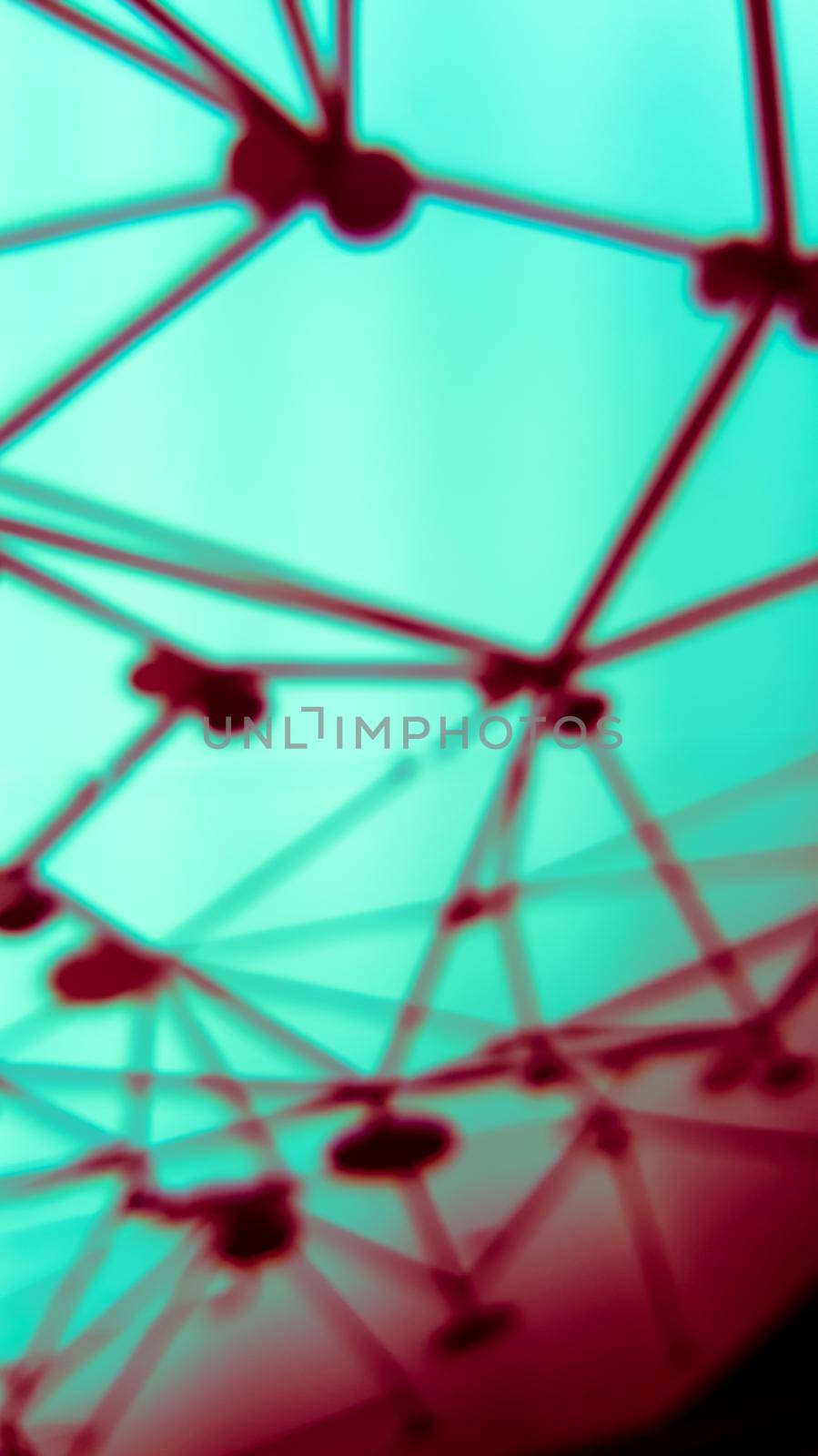 Blur background of sphere network structure. Connection abstract design.