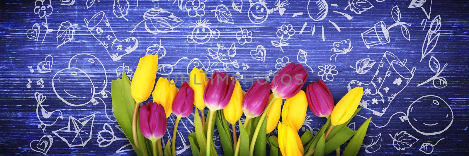 Beautiful tulips. Spring nature background for web banner and card design. by Taut