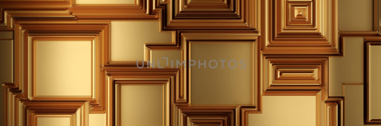 Golden industrial background and stainless steel texture. 3d rendering