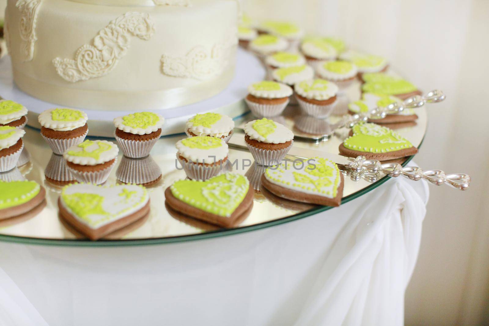 Delicious wedding reception candy bar dessert table