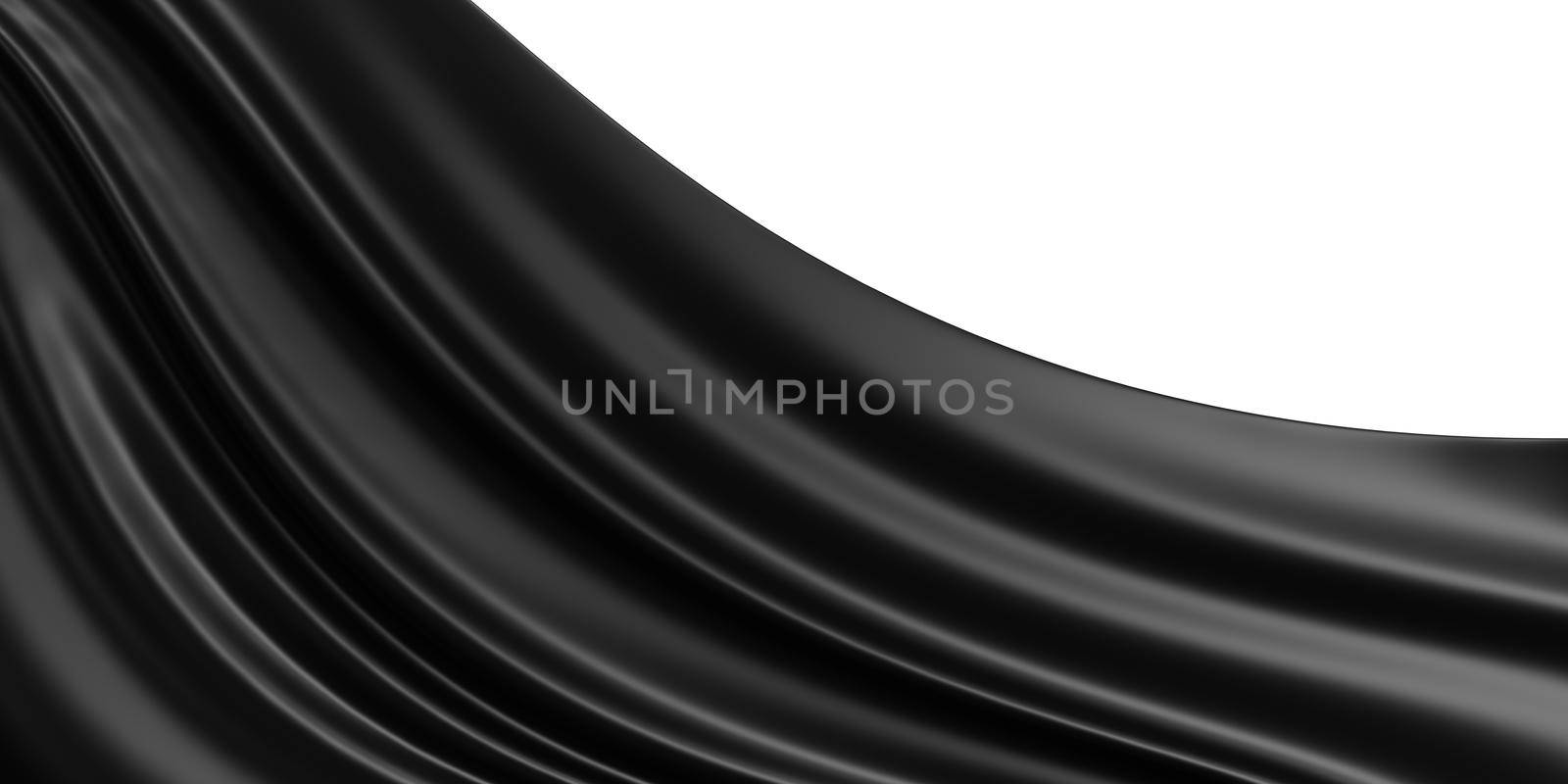 Black fabric on white background with copy space 3d render by Myimagine
