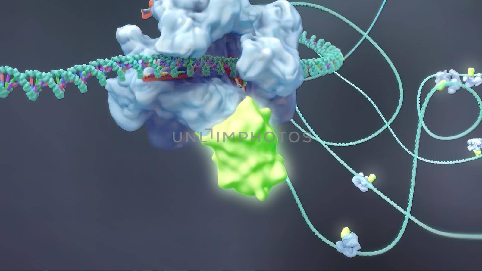 DNA chain surrounded and attacked by the virus. 3d illustration