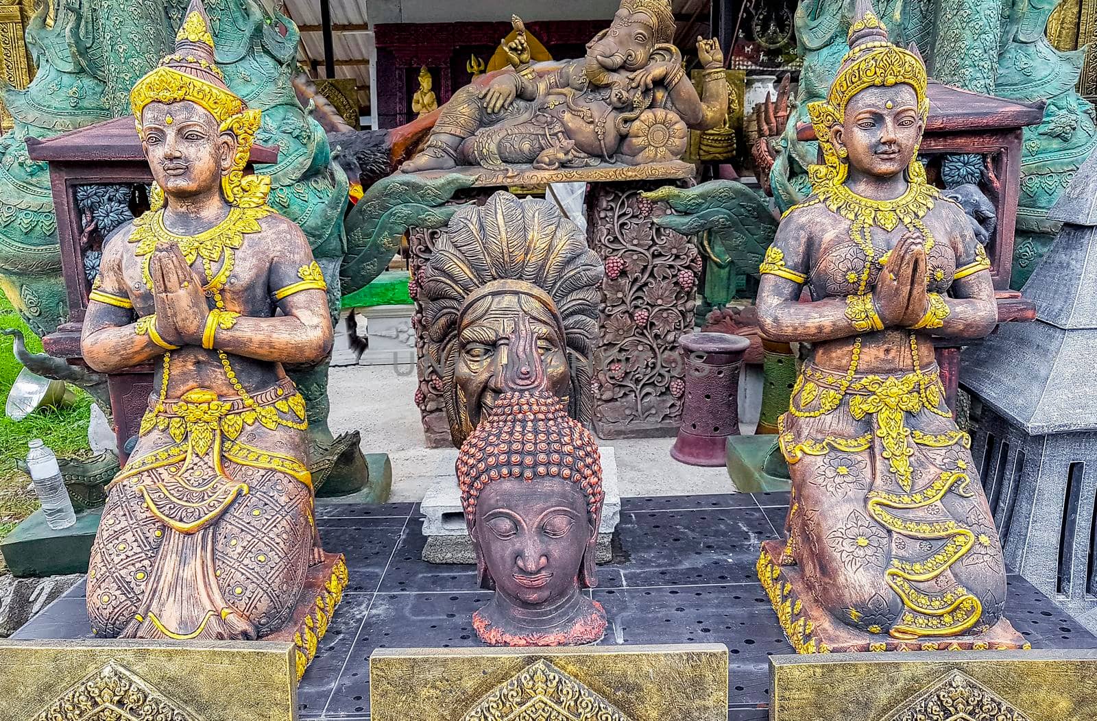 Buddha statues chinese figures stupas holy shrines Koh Samui Thailand. by Arkadij