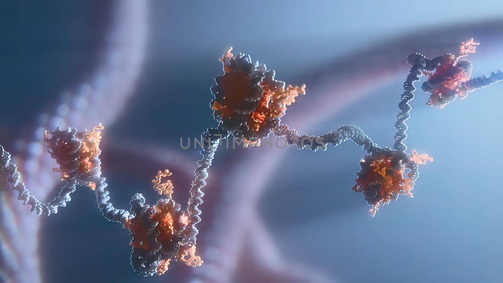 Slow motion.Good for medicine, treatment purpose. DNA repair damage of the DNA molecules. 3D illustration