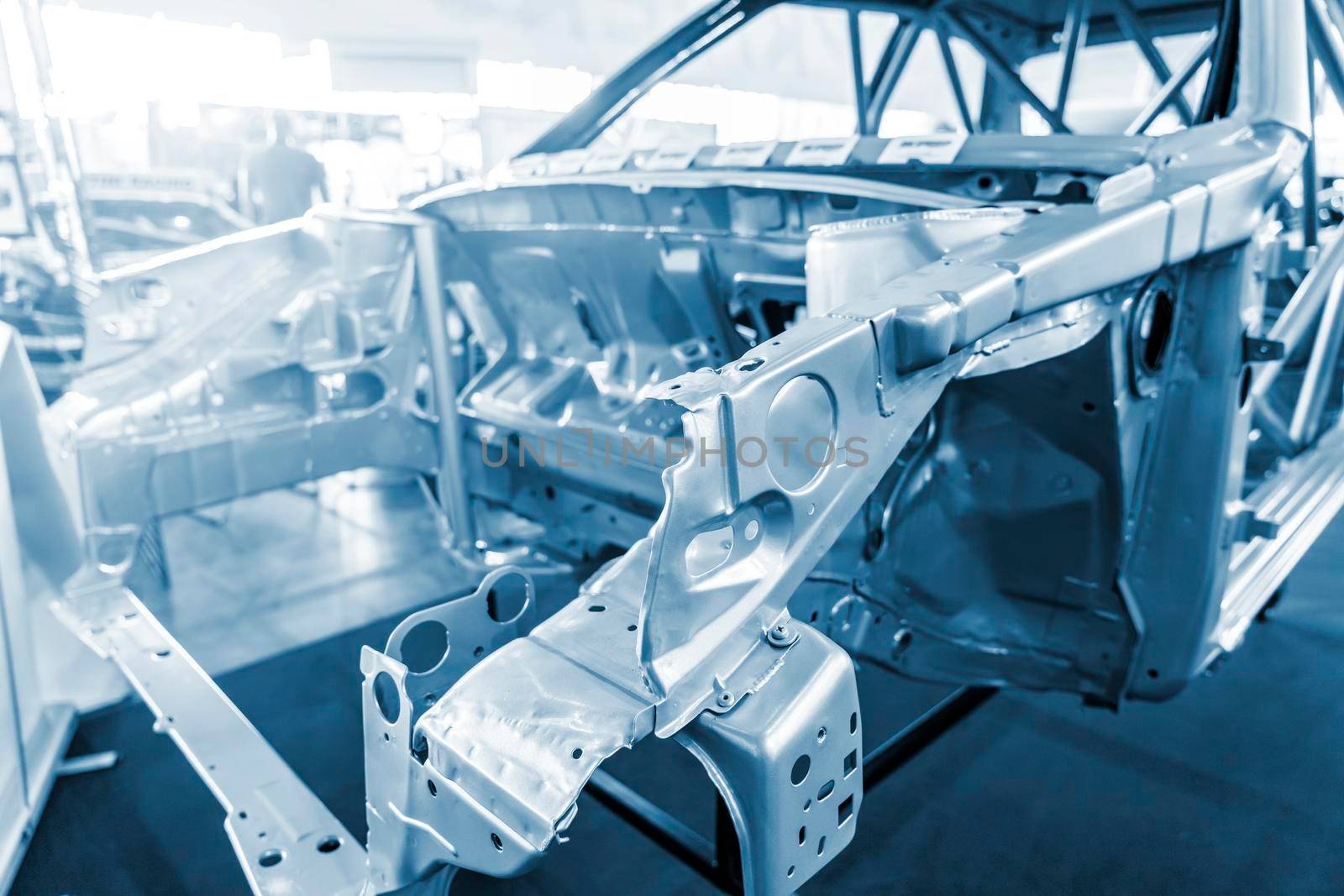 Close up of a car chassis frame