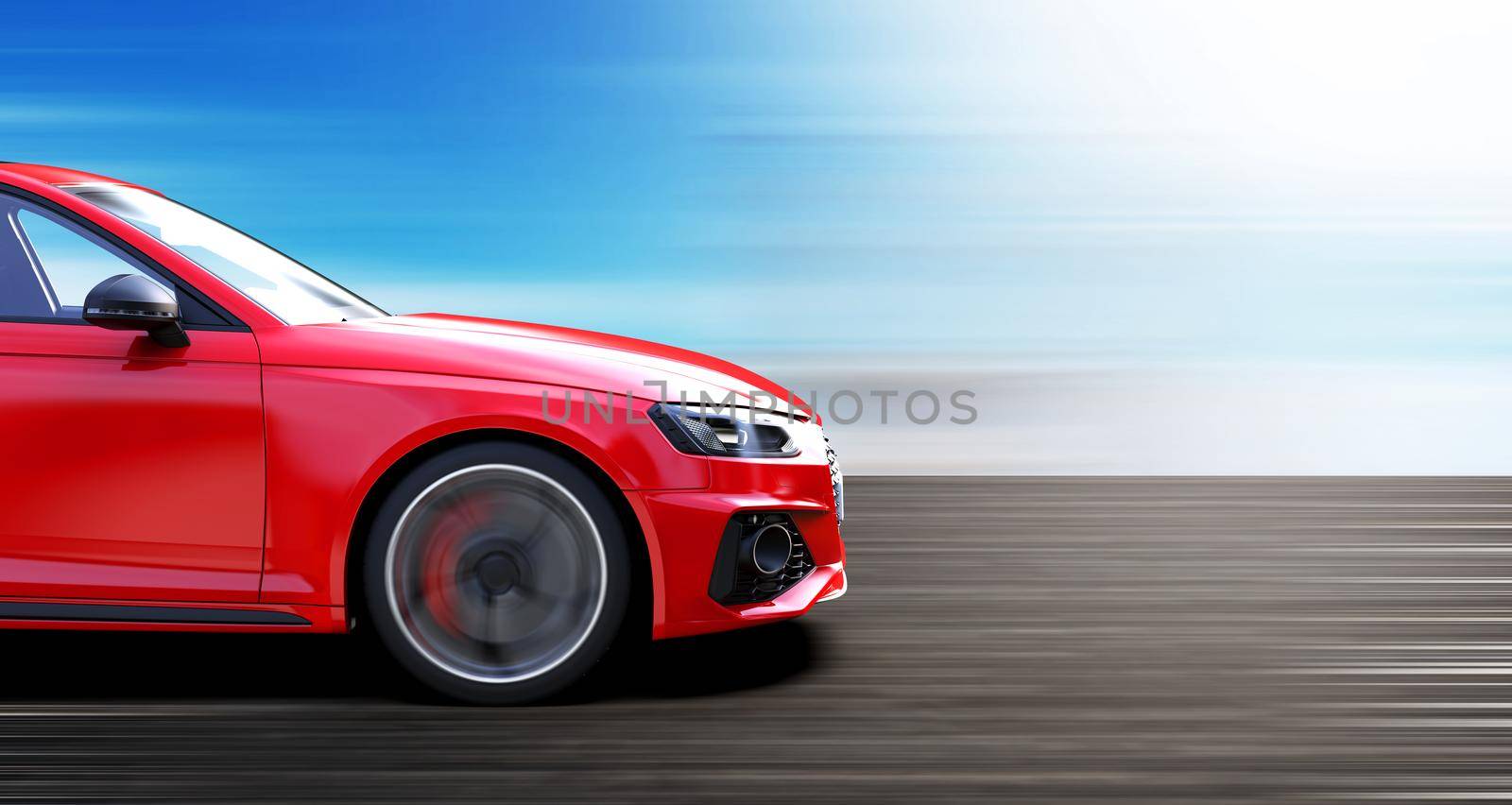 Red car runs fast on the road by cla78