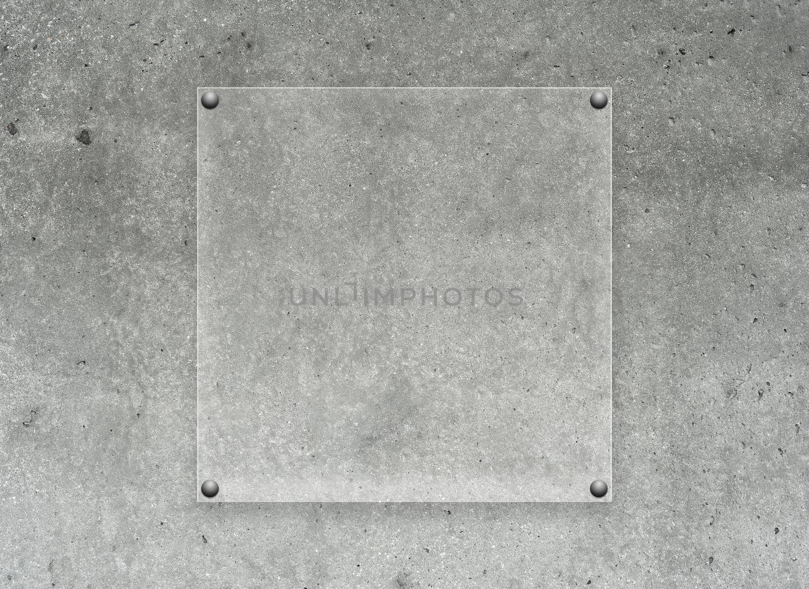 Mockup of a transparent plate on concrete wall by cla78