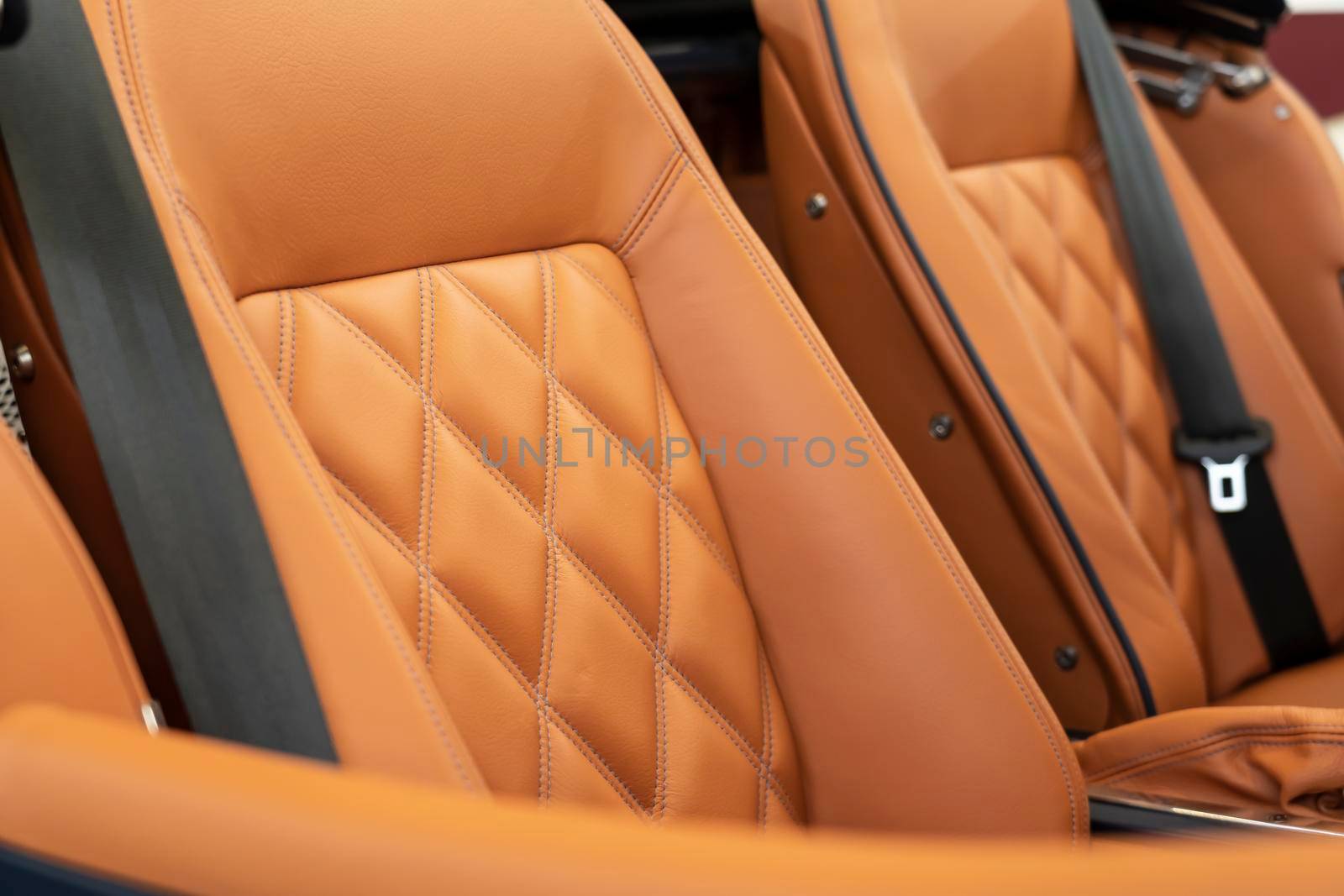 Part of brown leather luxury car seat by cla78