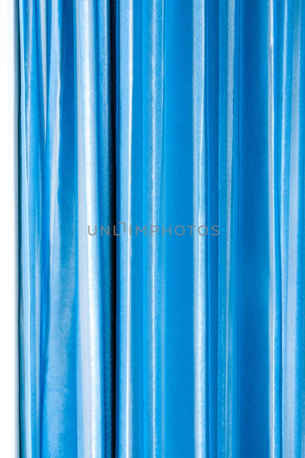 Bright and shiny blue color of curtain