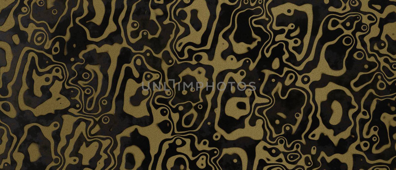 Abstract banner background with gold wave lines and dark cement marble 3D Illustration