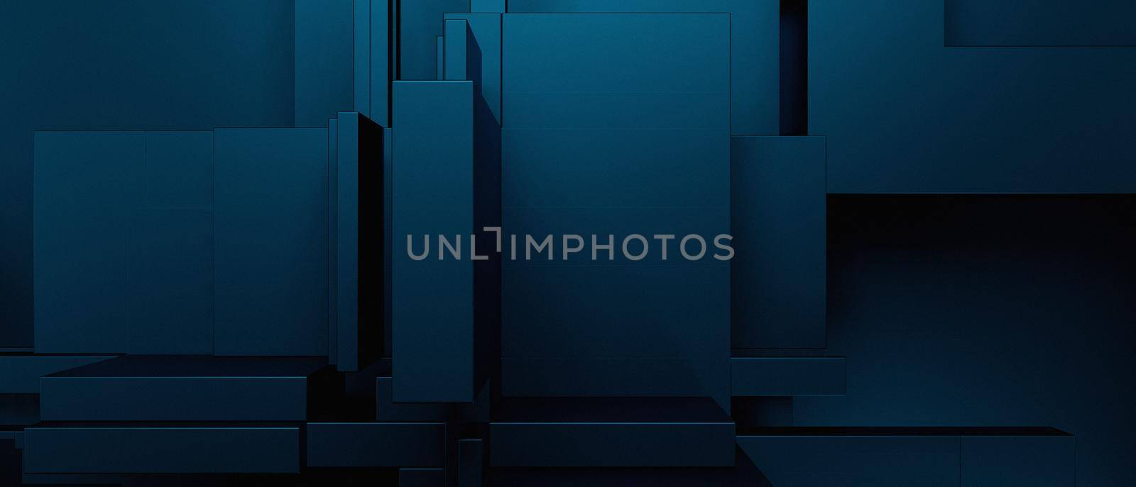 Abstract Amazing Futuristic Block Cubes Future Blue Banner Background Wallpaper 3D Render