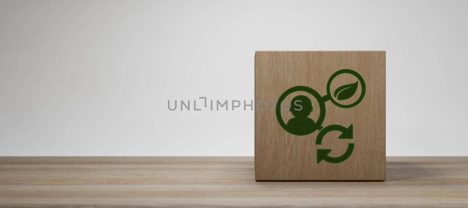 Sustainability and responsibility ecology concept wooden block 3d rendering by yay_lmrb