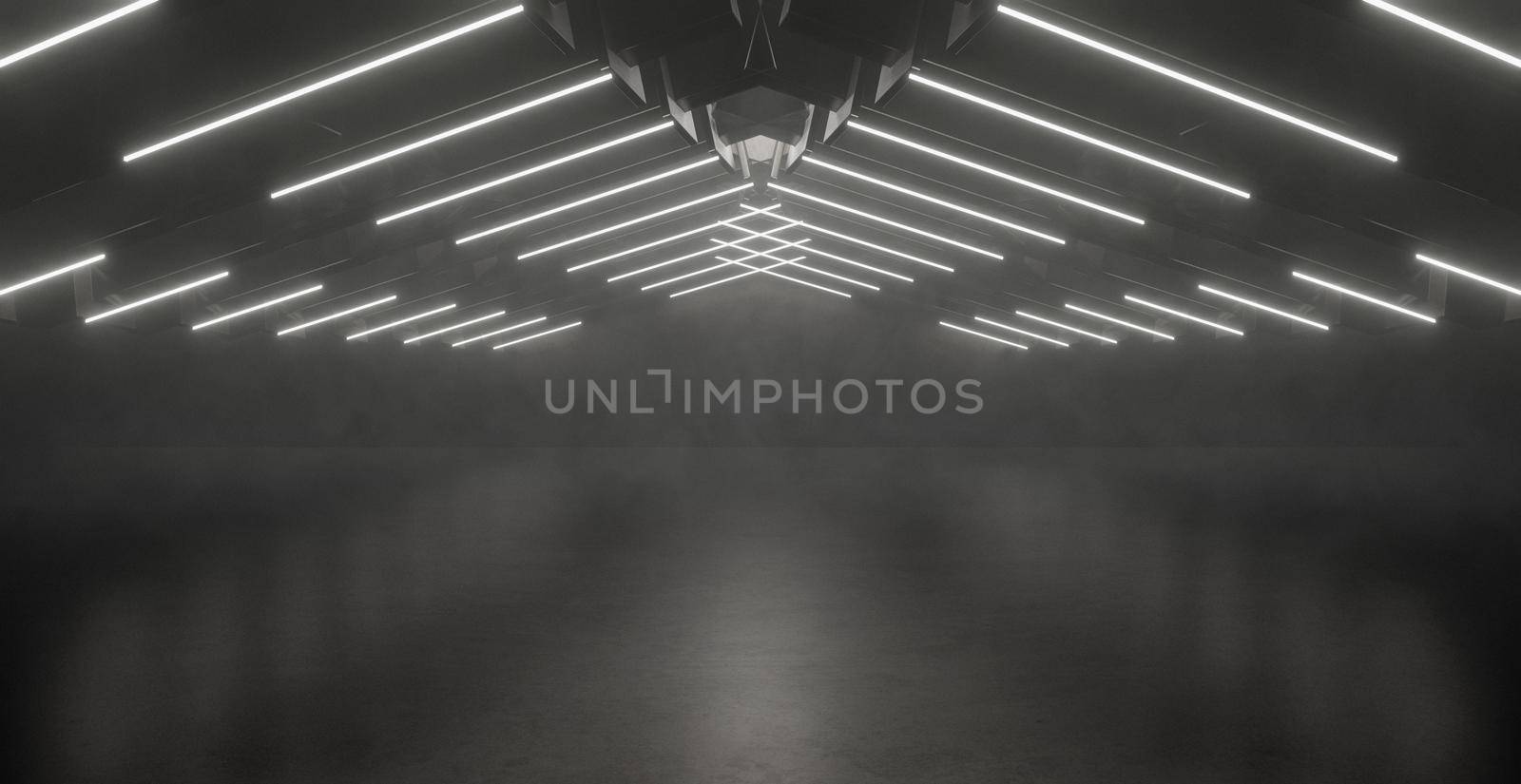 Smoke with Laser Neon Light Futuristic Interior Garage 3D Render by yay_lmrb