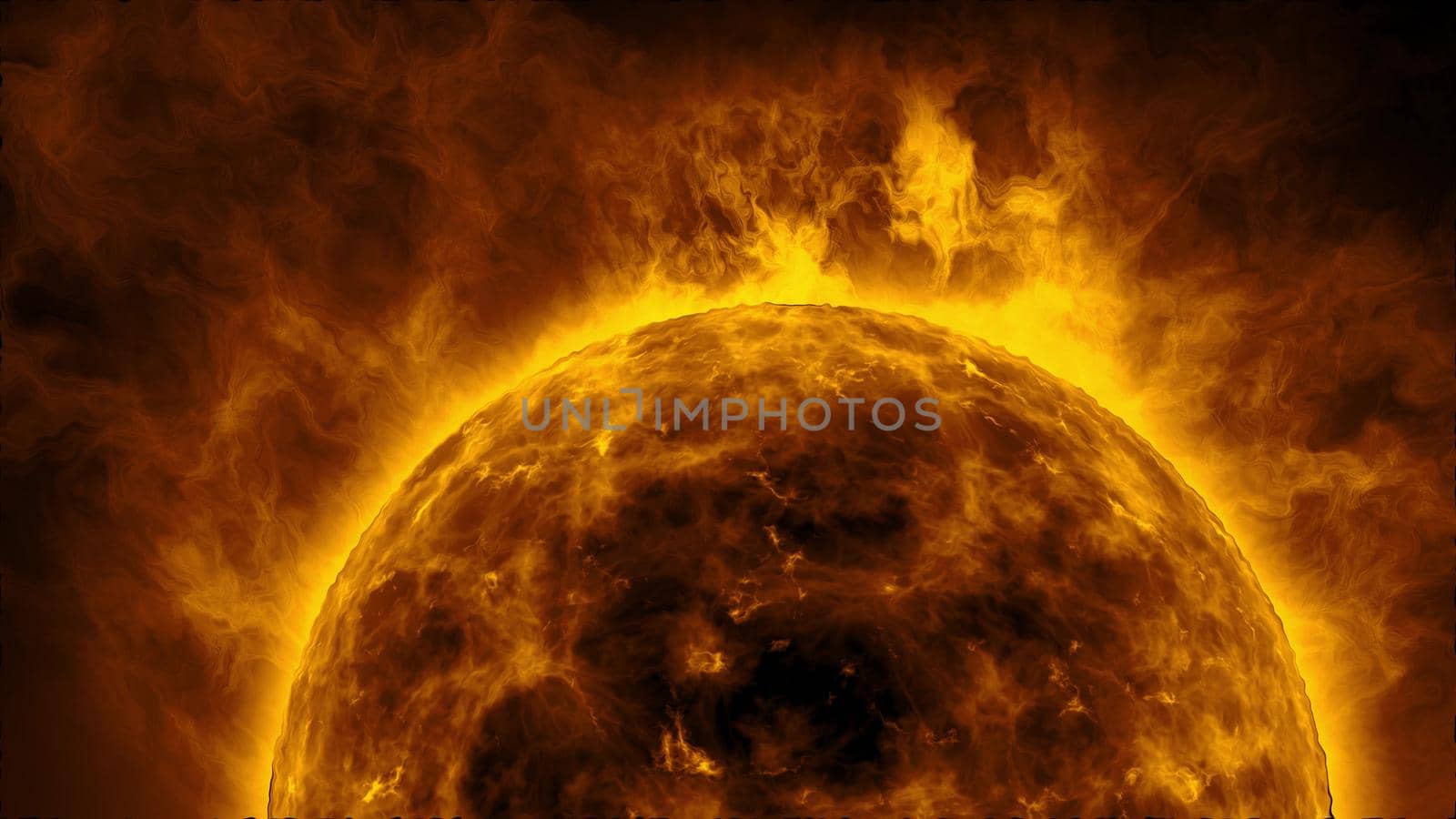Sun surface with heat solar waves and flames by Chudakov