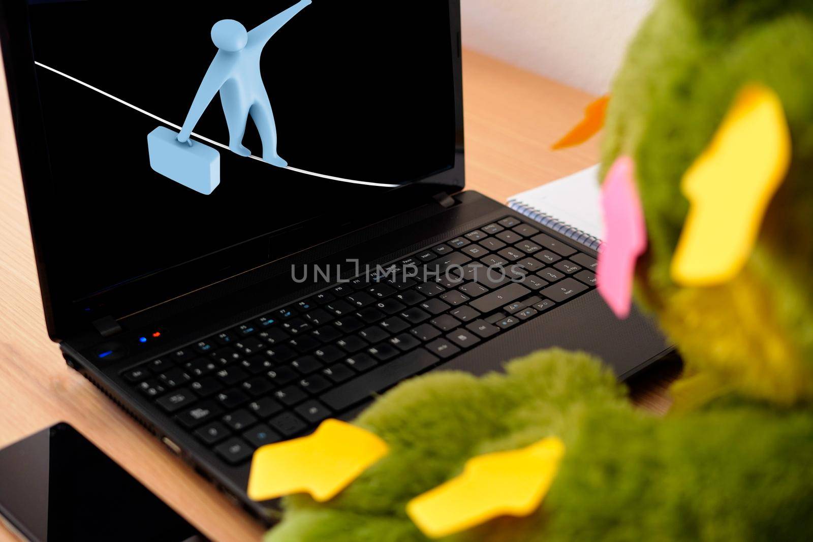 business man looking at the company computer . High quality photo