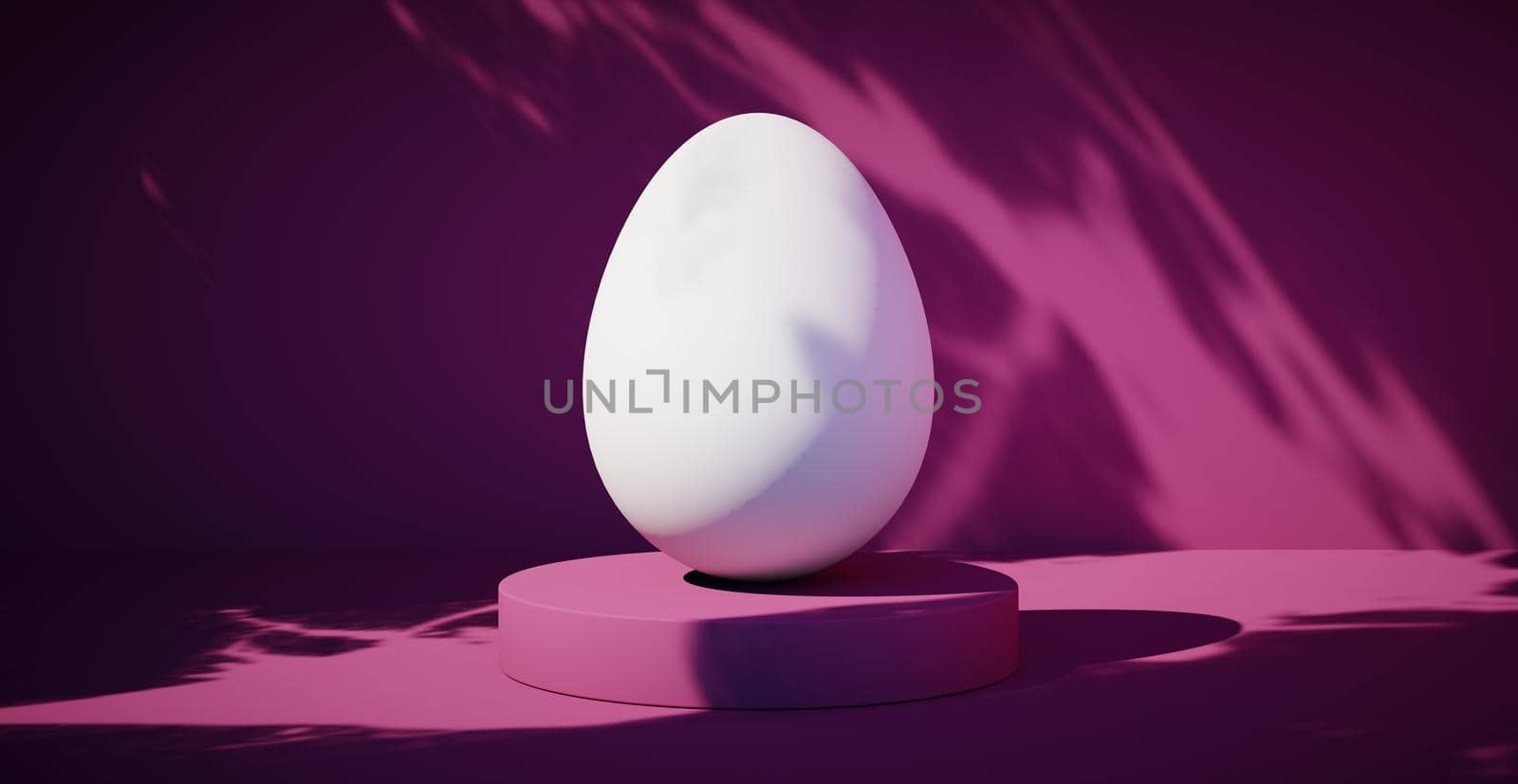 Bright blank background with egg. Easter holiday. 3d rendering