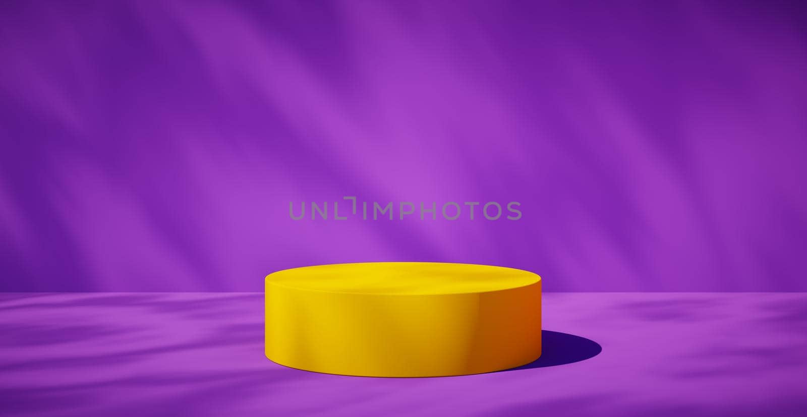 Blank colorful wall background and hard falling shadow. Applying shadows on the wall. 3D rendering.