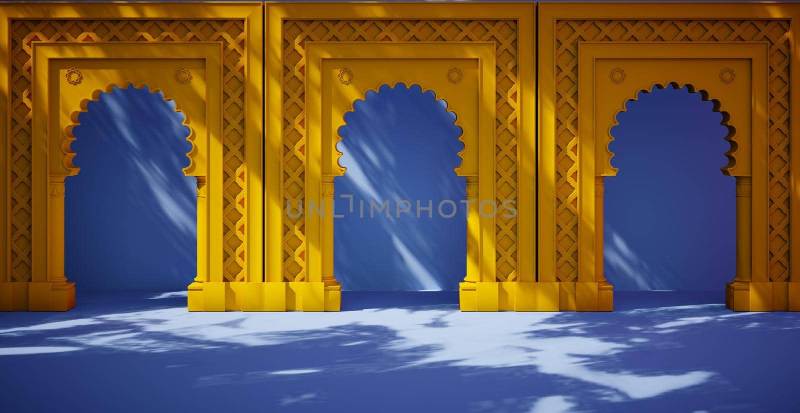 Blank colorful wall background and hard falling shadow. 3D rendering. by N_Design