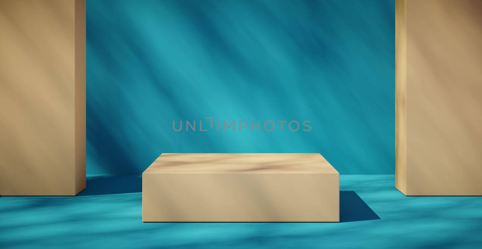 Blank colorful wall background and hard falling shadow. 3D rendering. by N_Design