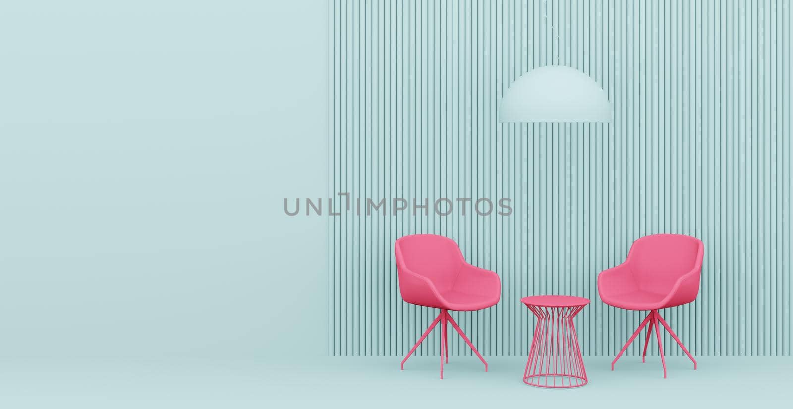 3d Abstract interior. Interior template. Bright color in the interior