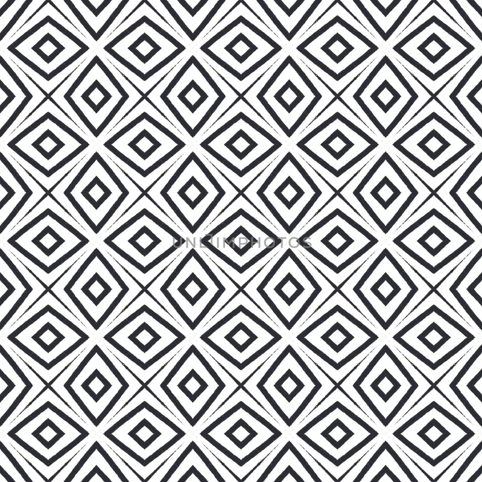 Striped hand drawn pattern. Black symmetrical kaleidoscope background. Textile ready rare print, swimwear fabric, wallpaper, wrapping. Repeating striped hand drawn tile.