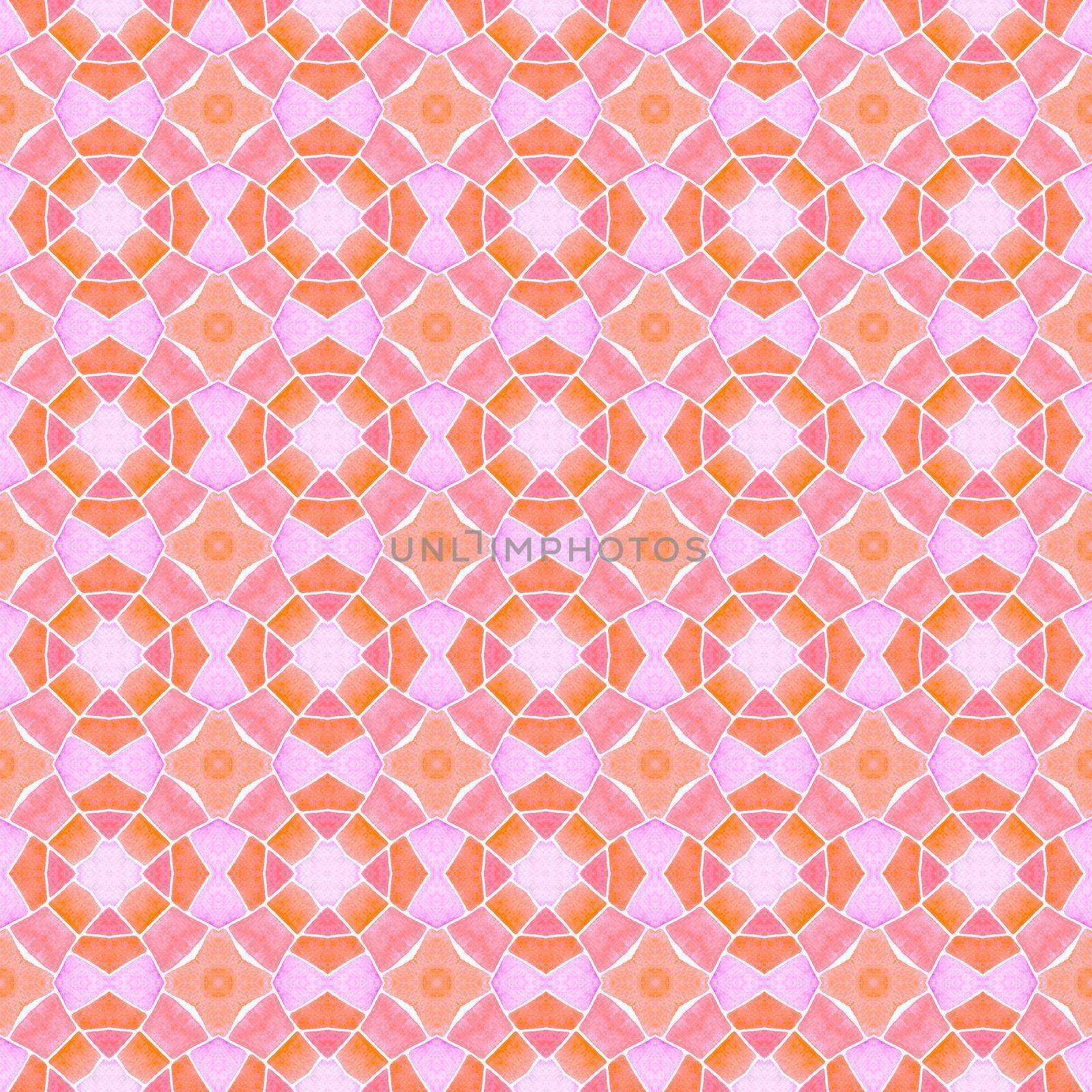 Mosaic seamless pattern. Orange flawless boho by beginagain