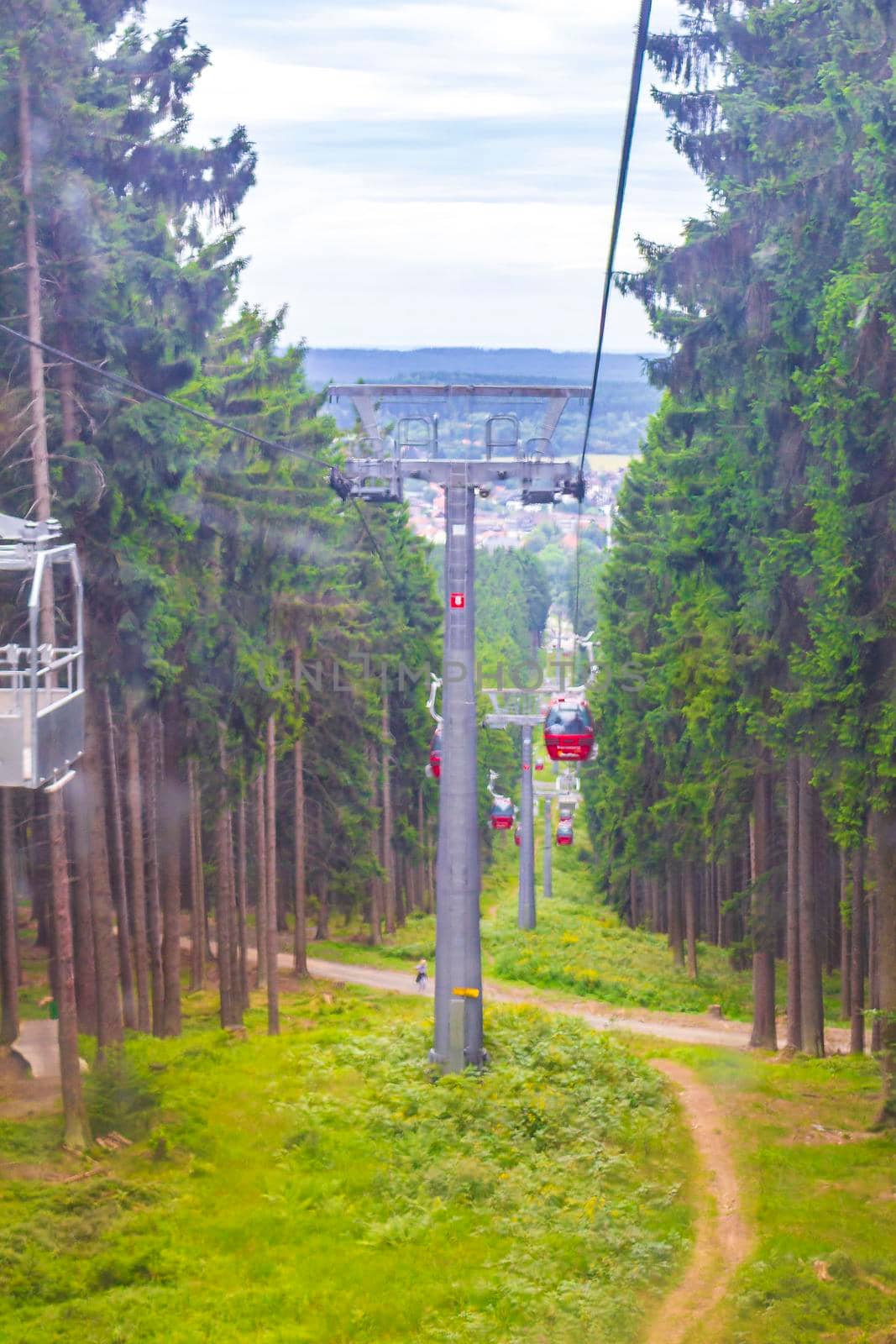 Wurmberg ride with gondola cable car railway panorama Harz Germany. by Arkadij