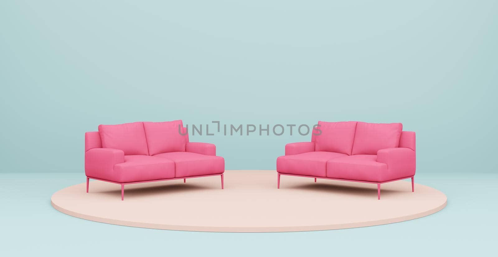 3d Abstract interior. Interior template. Bright color in the interior