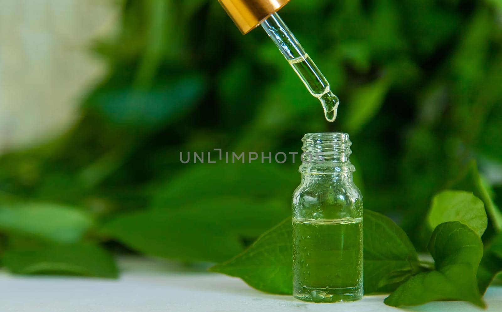 Essential oils of herbs and plants. Selective focus. Nature.