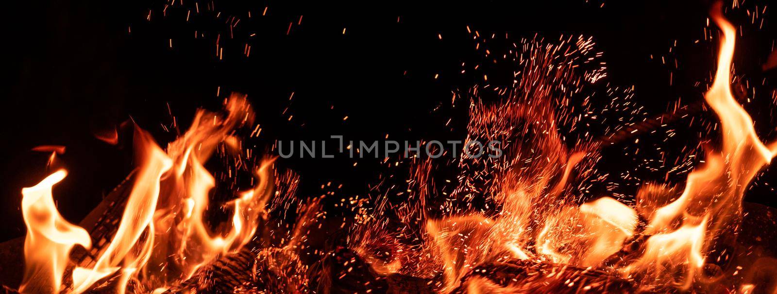 Campfire flame isolated on black background by GekaSkr