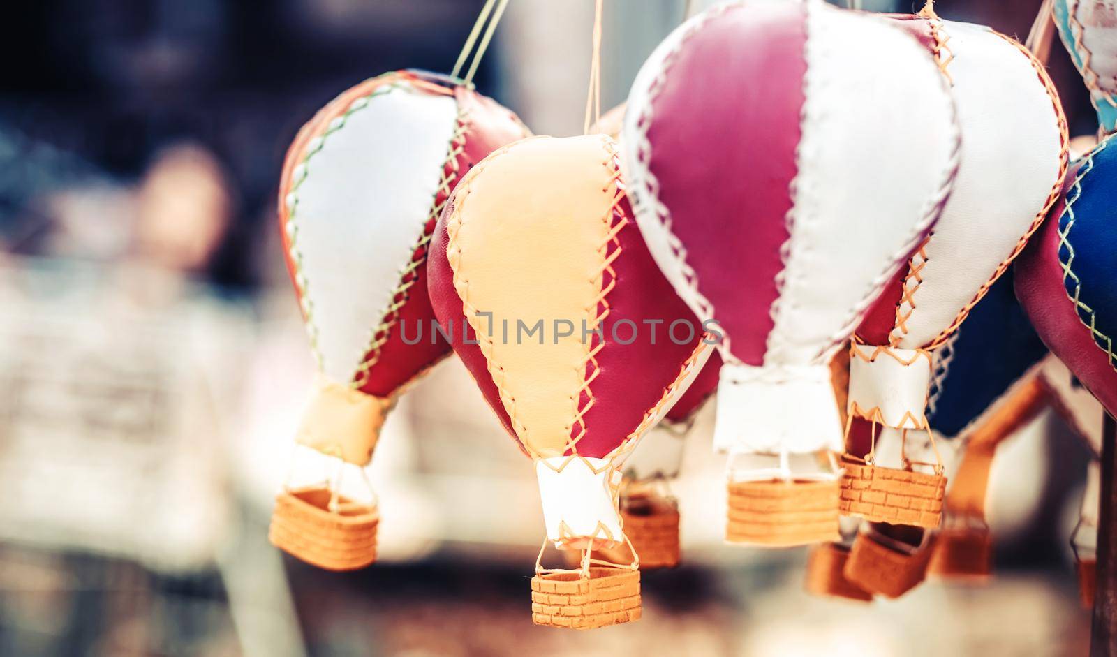 Handmade souvenirs in form of balloons selling on market in Turkey