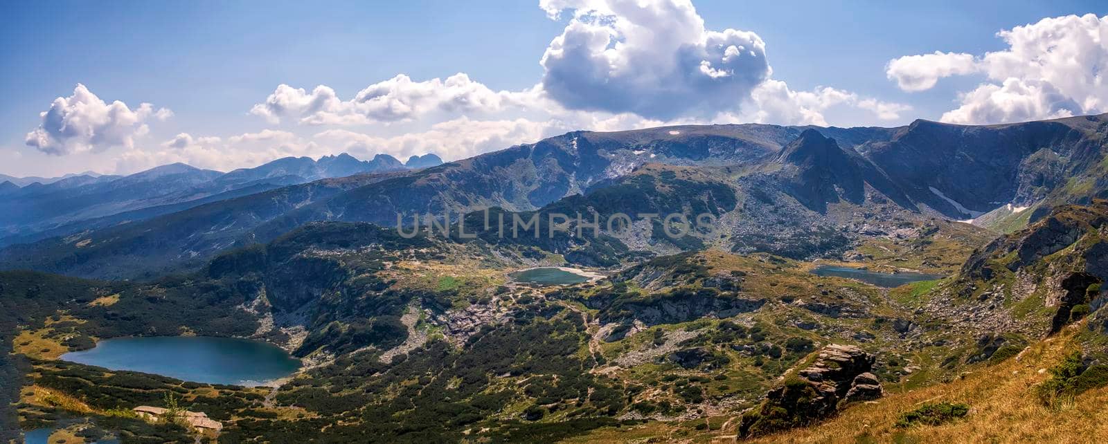 Mountain panorama with lakes. Bulgarian mountain Rila.