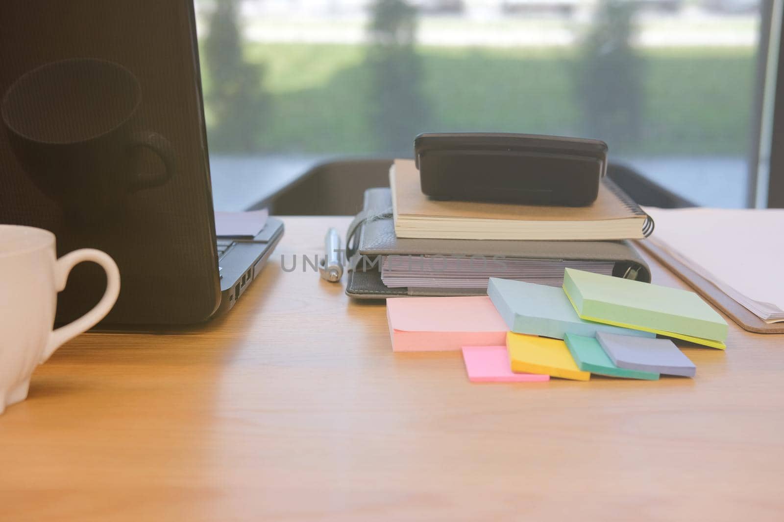 calculator & computer notebook on office workplace desk. business workspace