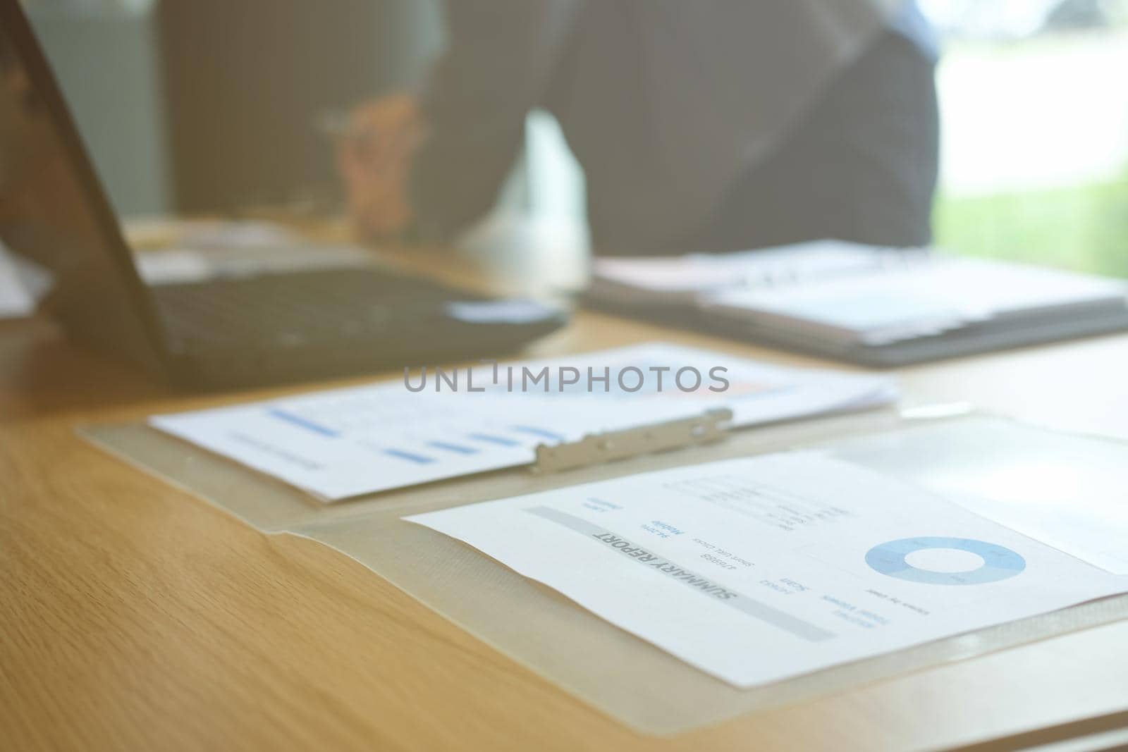 man organizeing plan. businessman working with document at workplace coworking office