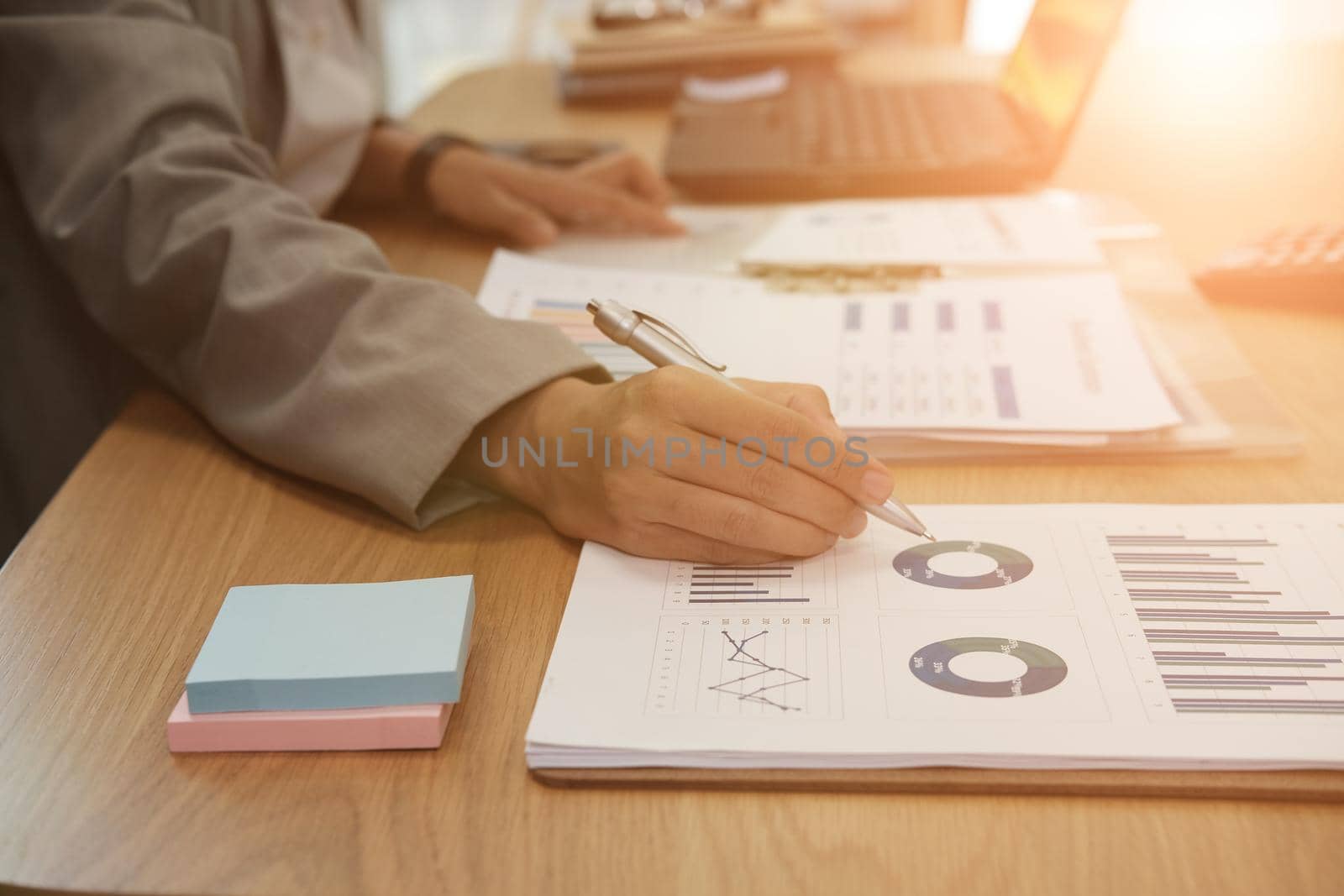 businessman working with document. startup man analyze financial data at workplace.  by pp99