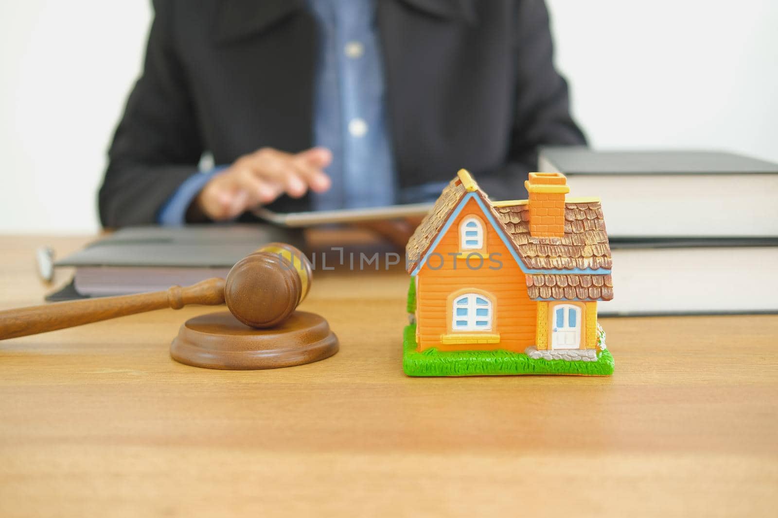businessman lawyer working with tablet. buying selling & renting real estate property
