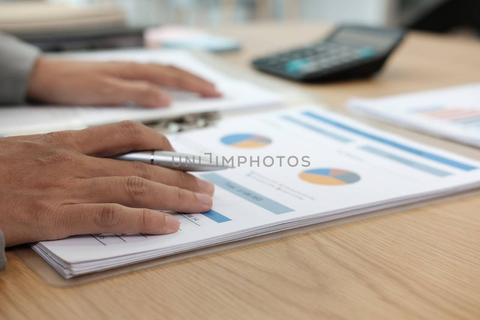 businessman working with document. startup man analyze financial data at workplace.  by pp99