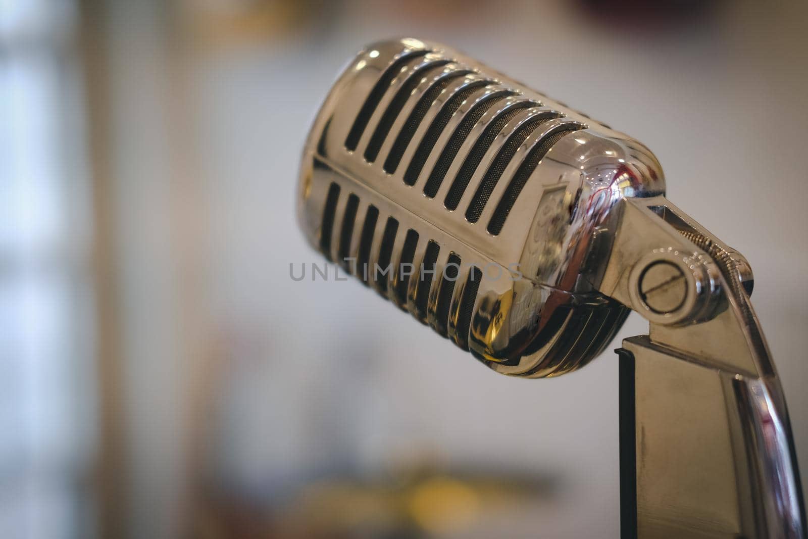 silver chrome metal vintage microphone