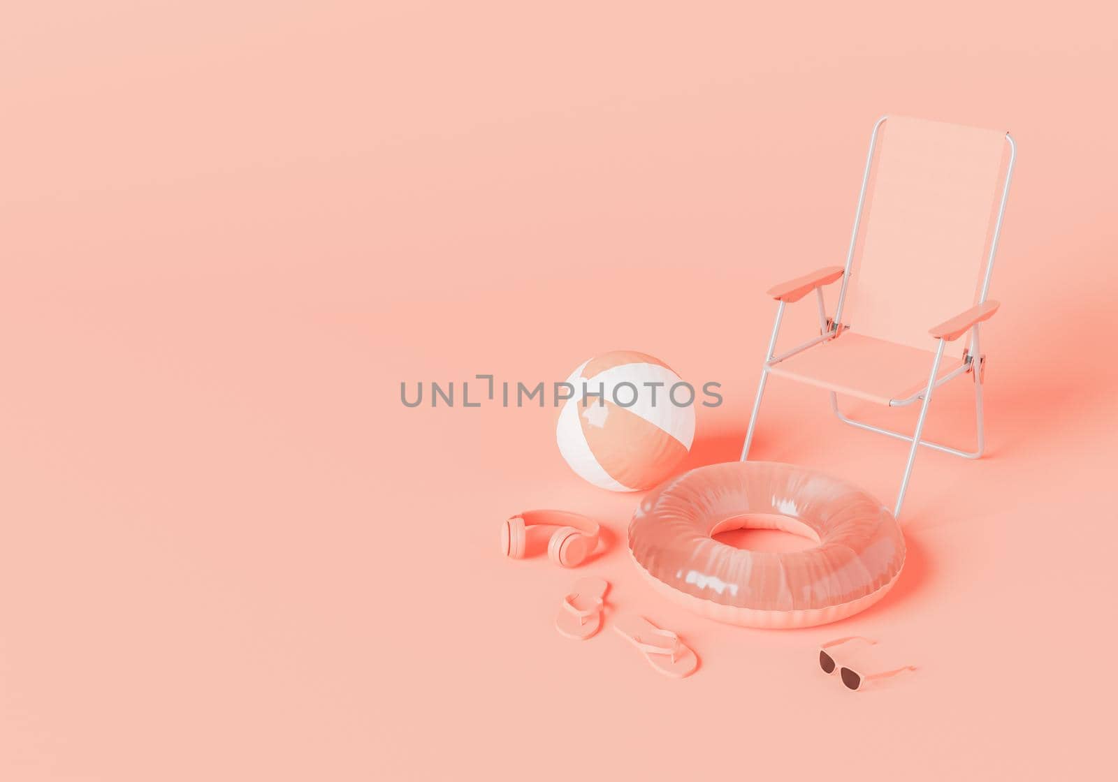 Summer accessories with sun chair against pink background by asolano