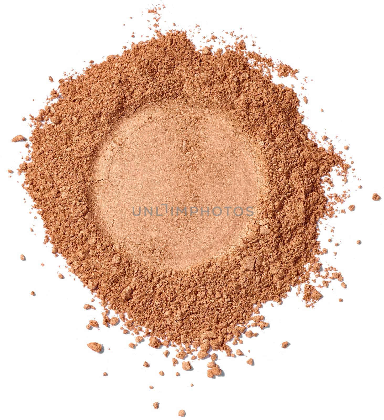 close up of face powder on white background