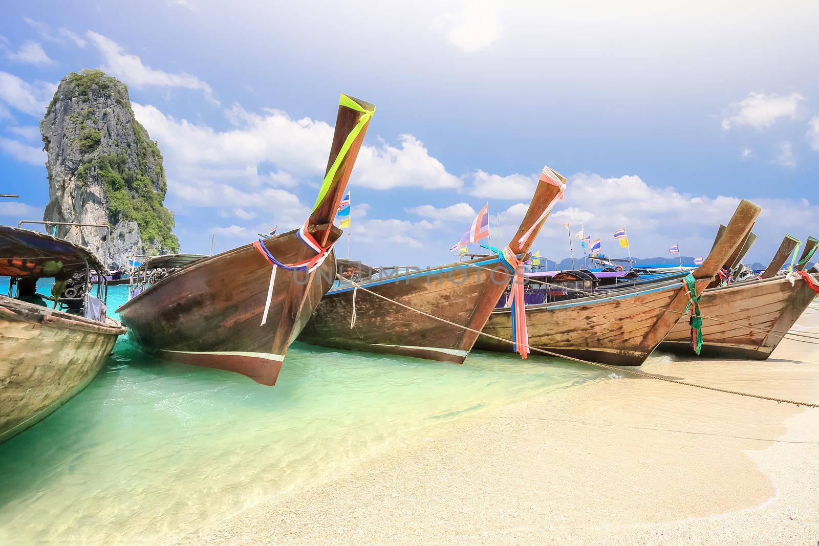 Longtail boats at Poda island near Ao Nang ,Krabi Thailand. by toa55