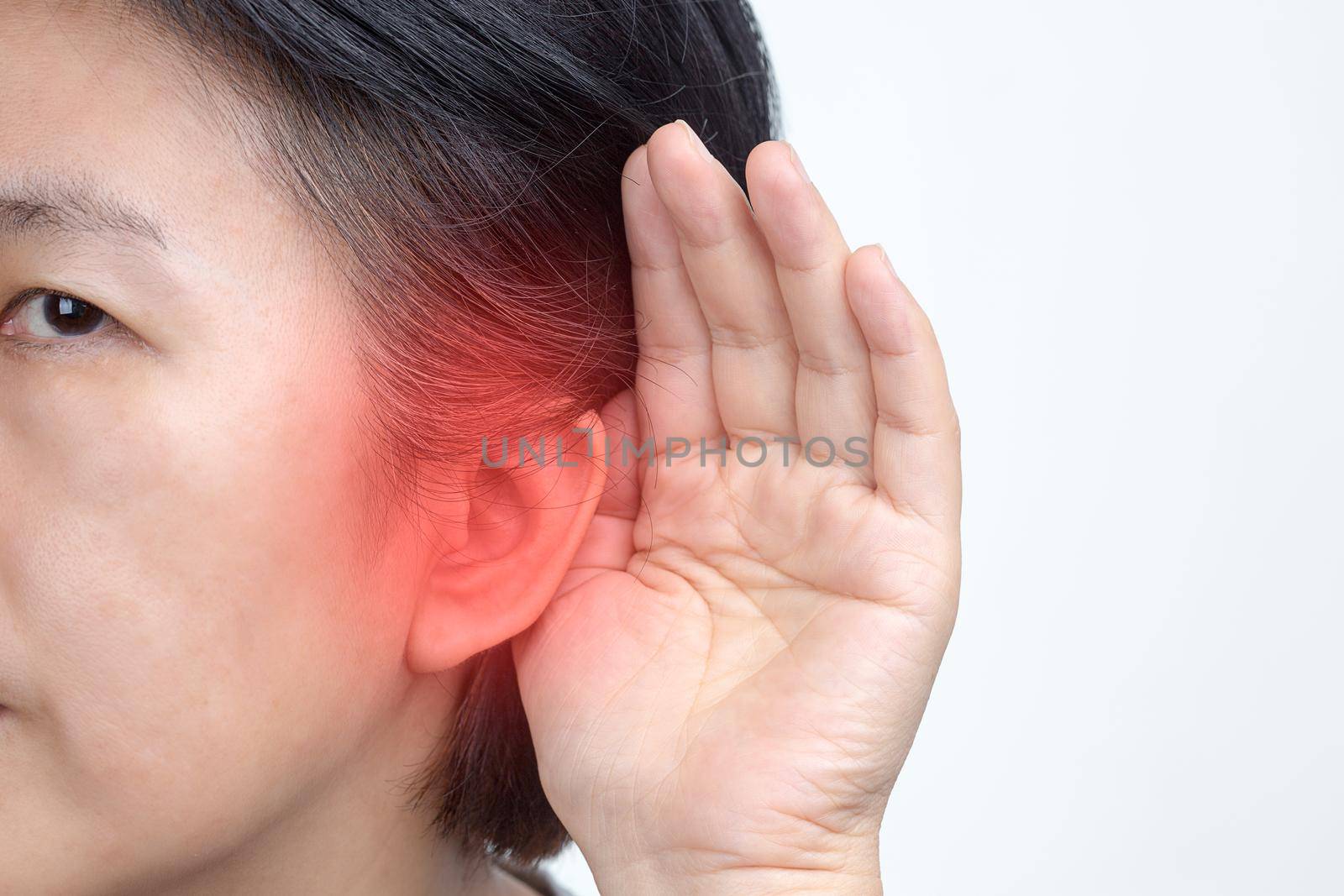 Seniors woman hearing loss , Hard of hearing by toa55