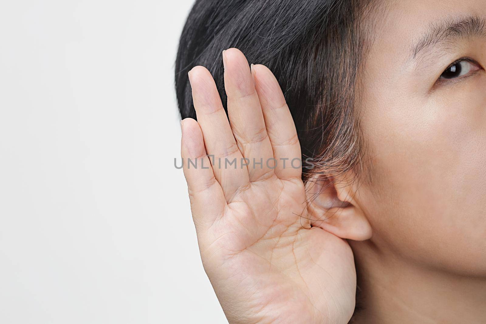 Middle aged woman hearing loss , Hard of hearing by toa55