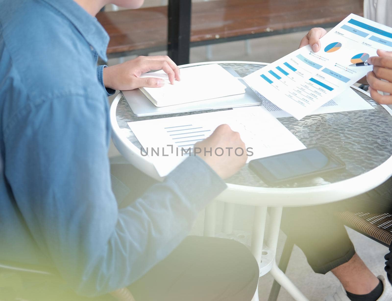business people have a meeting. businessman working discussing on performance revenue with co-worker team.