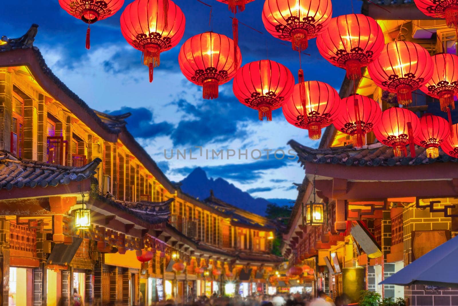 Lijiang old town in the evening with crowed tourist. by toa55