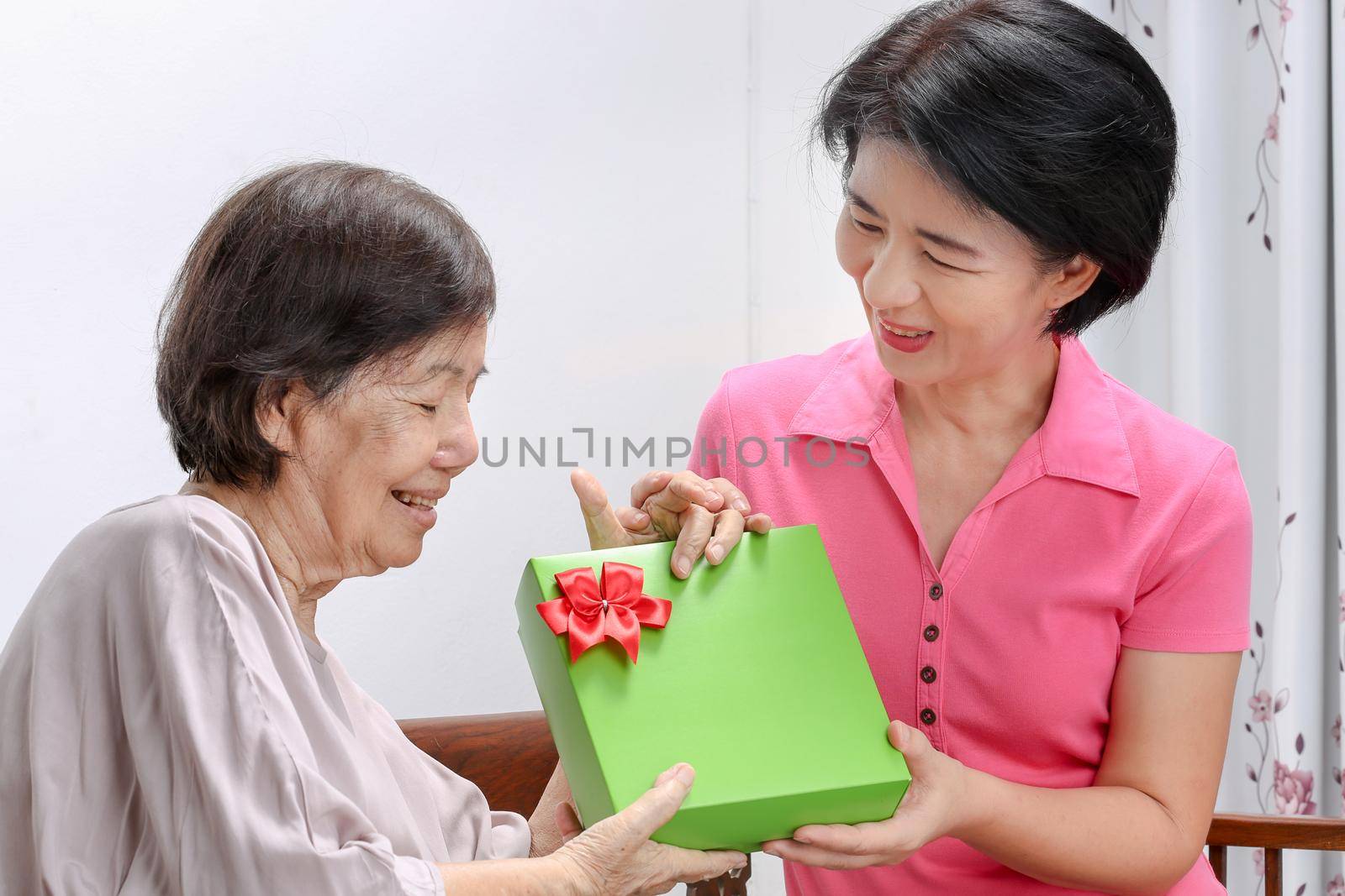 Elderly woman receiving a gift from daughter by toa55