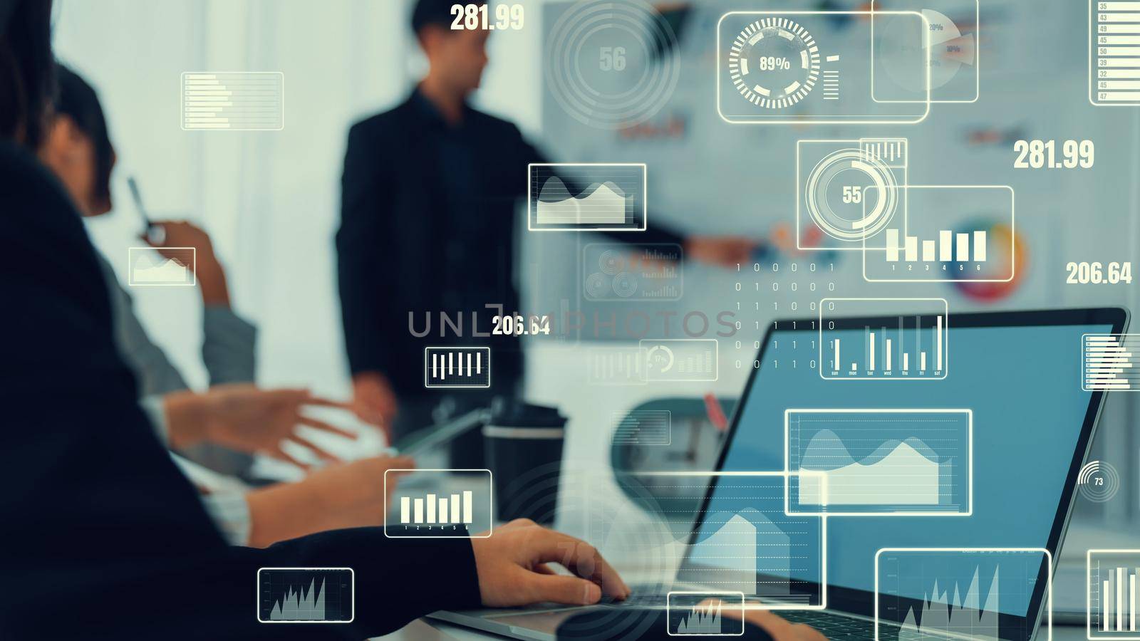 Business dashboard for financial data analysis envisional graphic . Marketing strategy concept .