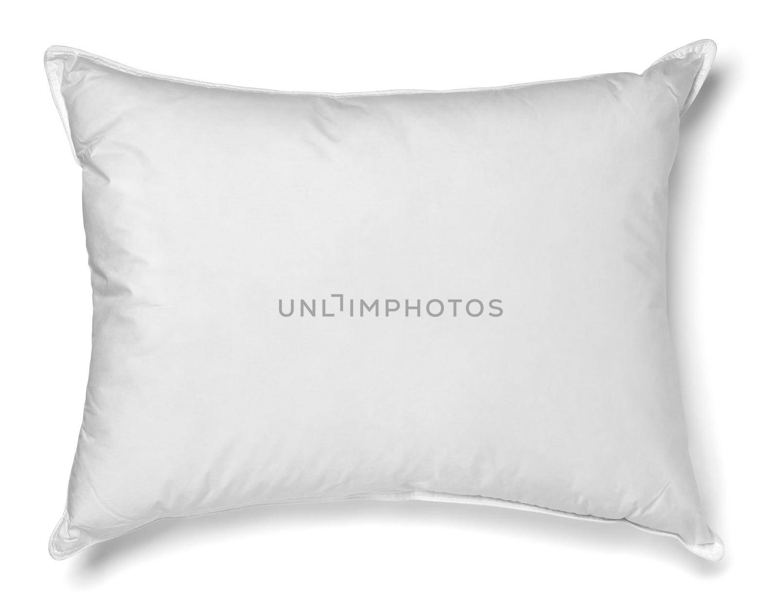 close up of a white pillow on white background